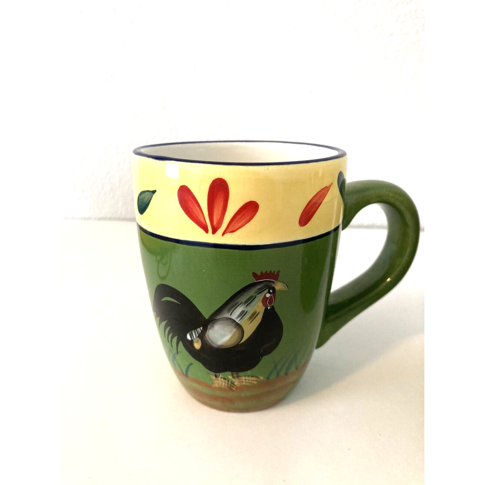 Coffee Mugs Black Rooster Style Eyes Baum Bros Provence Rooster Collection (2)‎